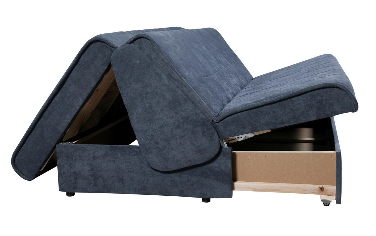 ZOFA S POSTELJNO FUNKCIJO,  modra tekstil  - modra/črna, Konvencionalno, tekstil (166/87/110cm) - Boxxx