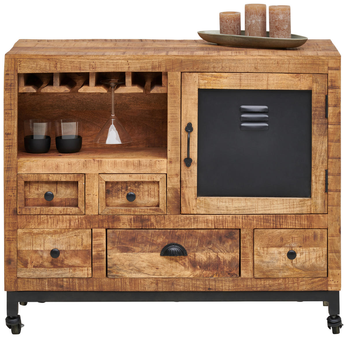 SERVIERWAGEN Naturfarben, Schwarz  100/85/40 cm  - Schwarz/Naturfarben, Lifestyle, Holz/Metall (100/85/40cm) - Landscape