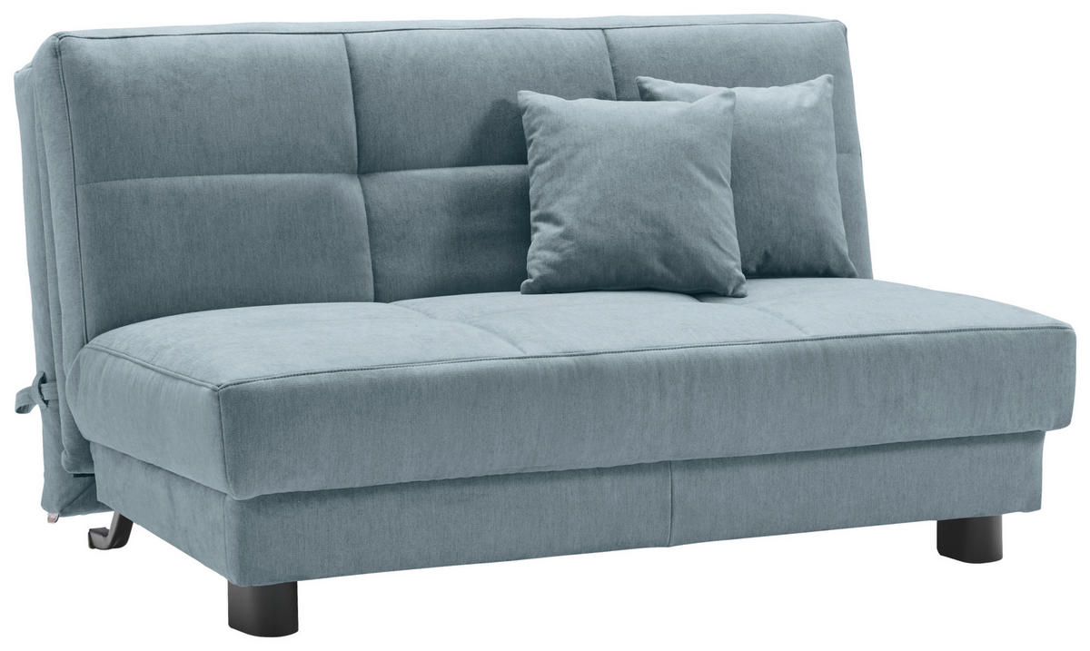 SCHLAFSOFA Mikrovelours Hellblau  - Schwarz/Hellblau, KONVENTIONELL, Textil/Metall (145/85/100cm) - Carryhome