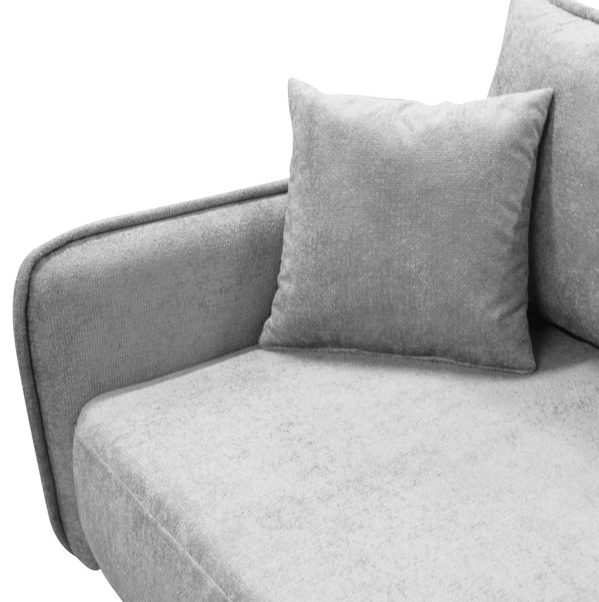 ECKSOFA MURANO Hellgrau Chenille Zierkissen, Rückenkissen, Bettkasten  - Hellgrau/Schwarz, Design, Holz/Textil (242/167cm) - MID.YOU