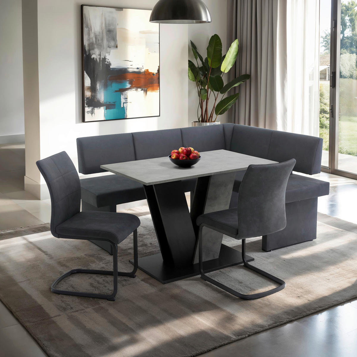 ESSTISCH 110/76/68 cm Nachbildung  Holzwerkstoff Variantenauswahl rechteckig Schwarz, Dunkelgrau  - Dunkelgrau/Schwarz, MODERN, Holzwerkstoff (110/76/68cm) - P & B