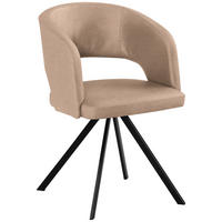 ARMLEHNSTUHL  in Stahl Mikrofaser, Lederlook (vegan)  - Beige/Schwarz, Konventionell, Textil/Metall (56/84/59cm) - Moderano