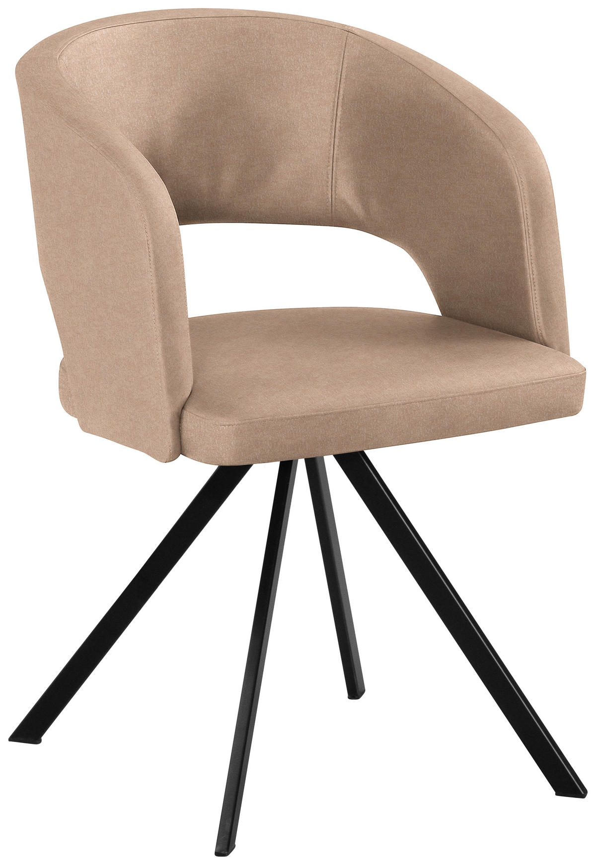 ARMLEHNSTUHL  in Stahl Mikrofaser, Lederlook (vegan)  - Beige/Schwarz, Konventionell, Textil/Metall (56/84/59cm) - Moderano