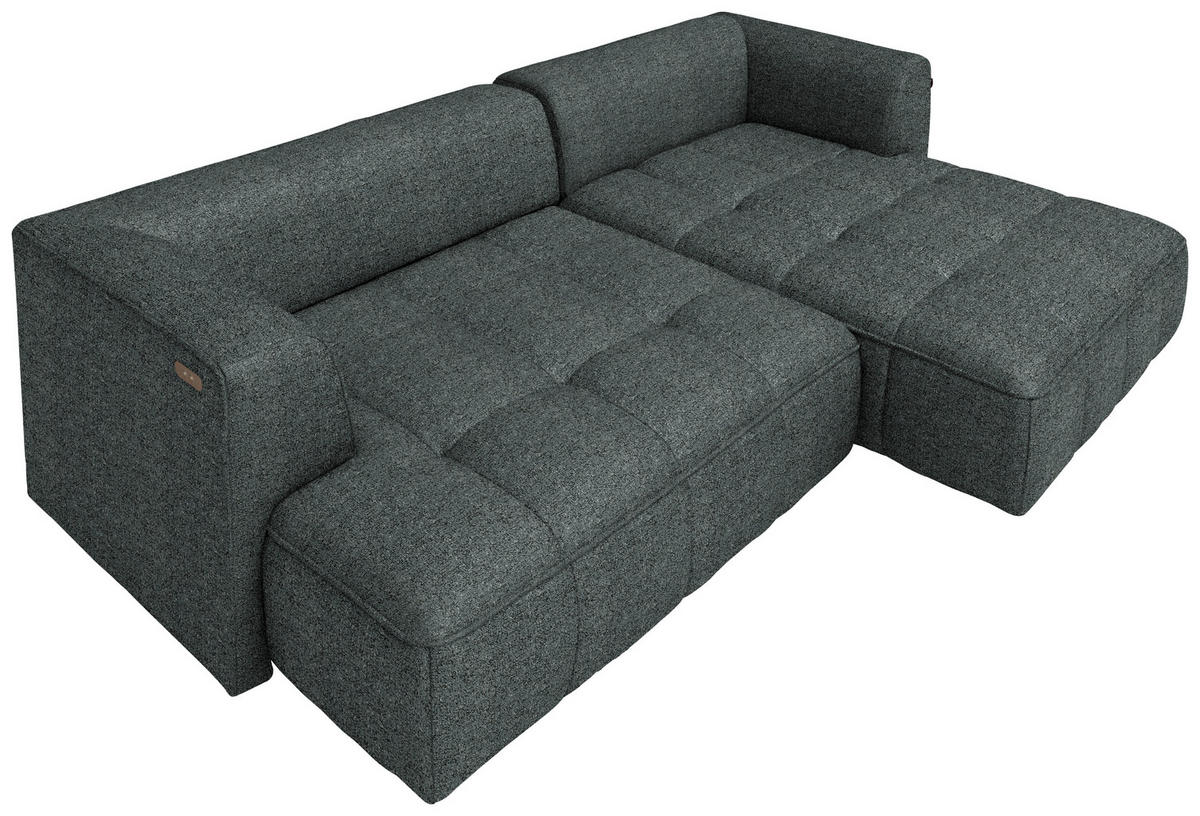 ECKSOFA  in Webstoff Dunkelgrau  188/288 cm  - Dunkelgrau/Schwarz, Design, Kunststoff/Textil (188/288cm) - Welnova