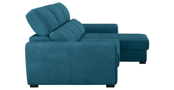 ECKSOFA in Mikrofaser Blau  - Blau/Schwarz, KONVENTIONELL, Kunststoff/Textil (285/177cm) - Carryhome