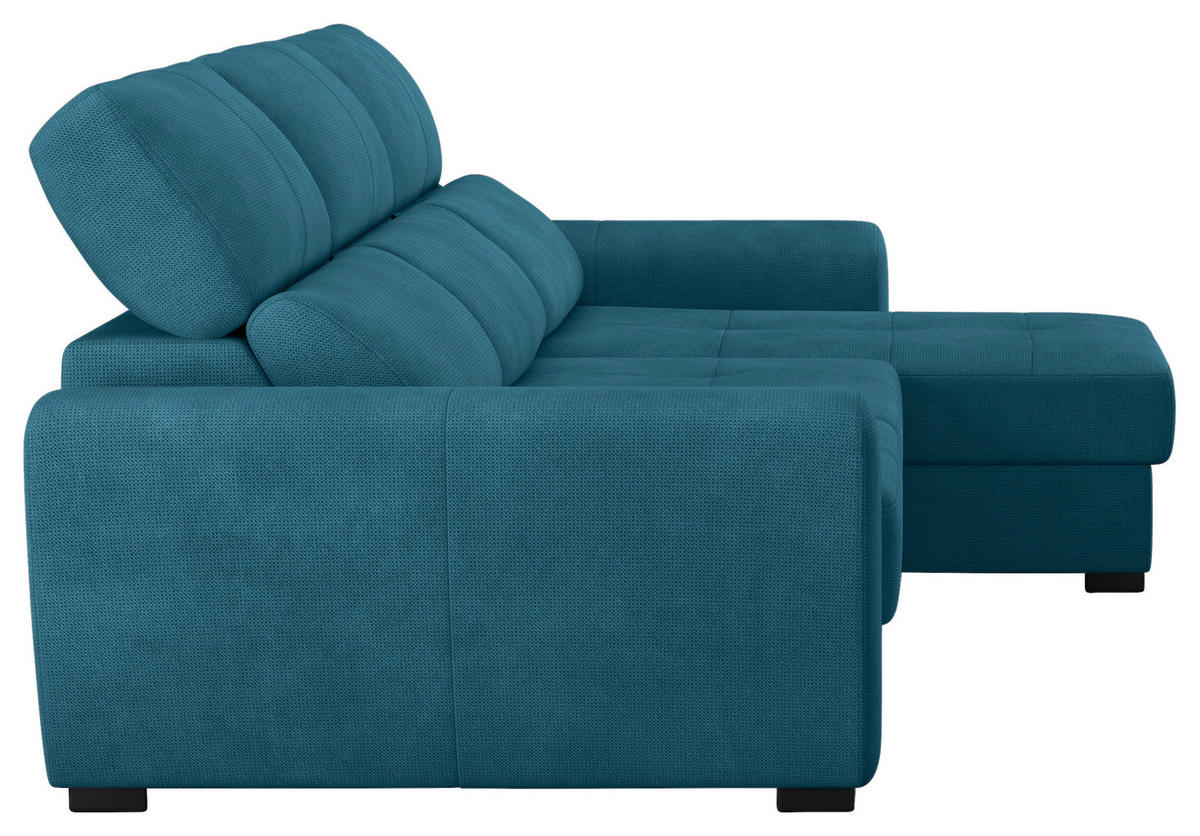 ECKSOFA in Mikrofaser Blau  - Blau/Schwarz, Konventionell, Kunststoff/Textil (285/177cm) - MID.YOU