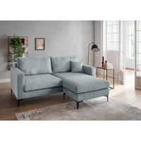 ECKSOFA Eliza Hellblau Cord  - Schwarz/Hellblau, Basics, Textil/Metall (204/153cm) - Livetastic