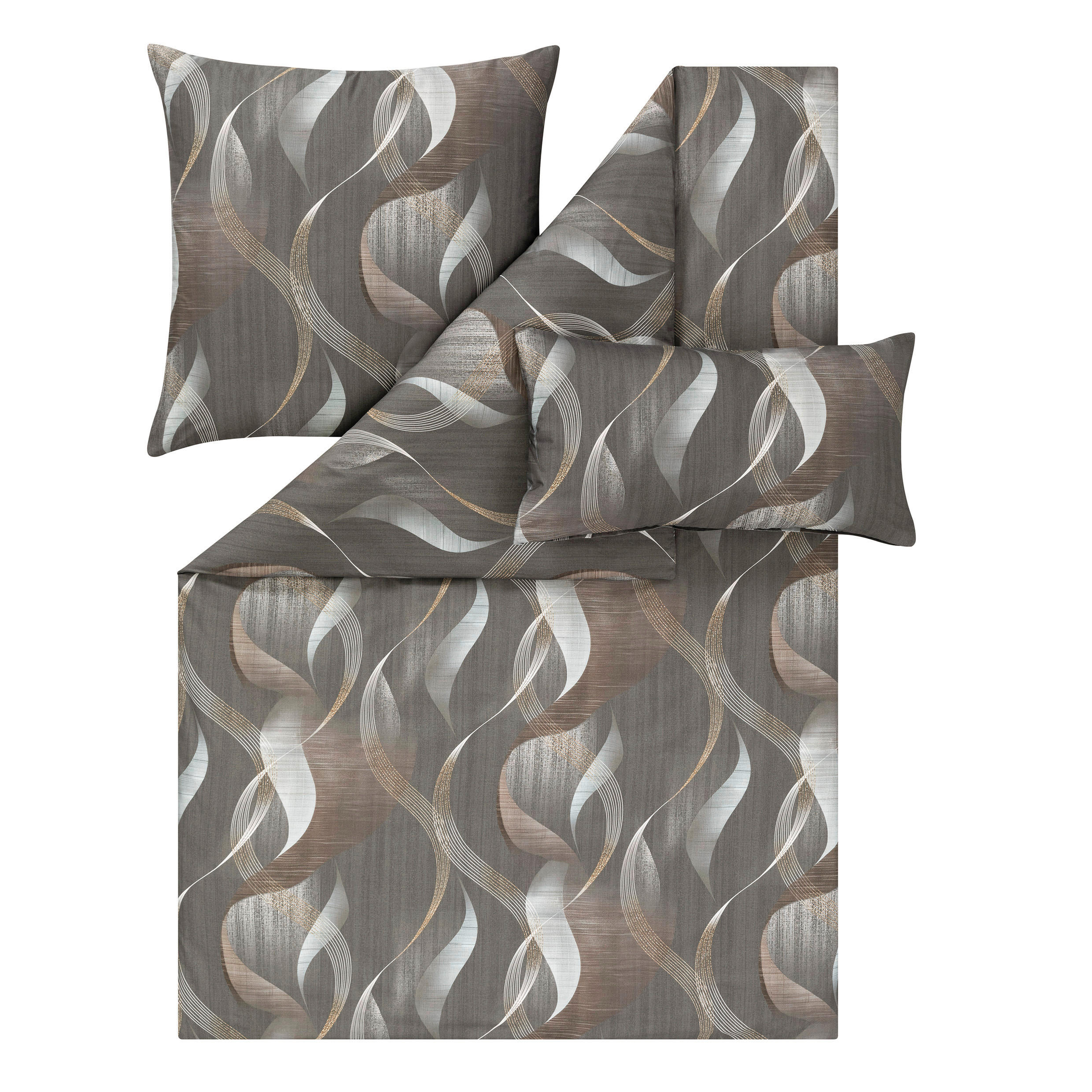 BETTWÄSCHE Atelier Makosatin 155/220 cm  - Anthrazit, Design, Textil (155/220cm) - Estella