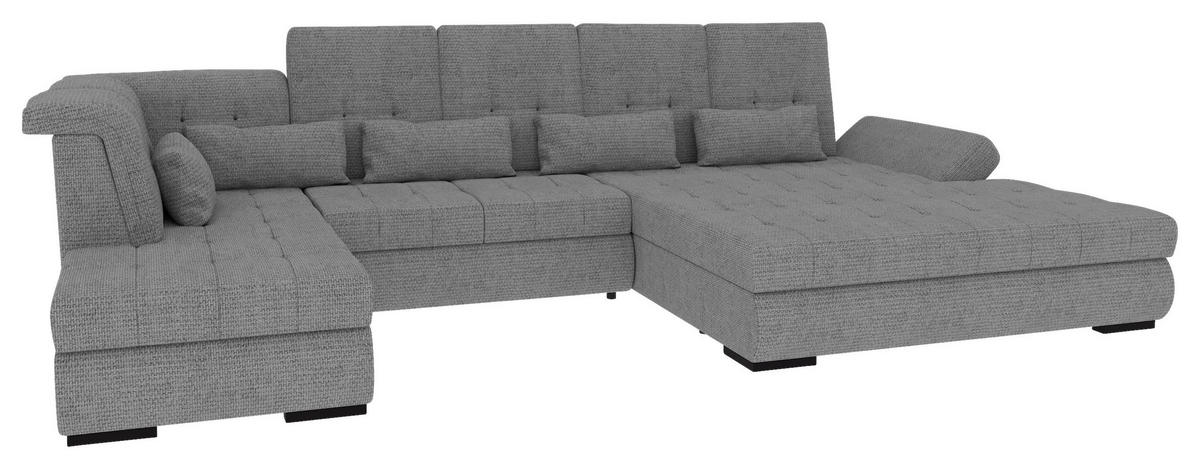 WOHNLANDSCHAFT Grau Struktur  - Schwarz/Grau, KONVENTIONELL, Kunststoff/Textil (222/358/212cm) - Carryhome