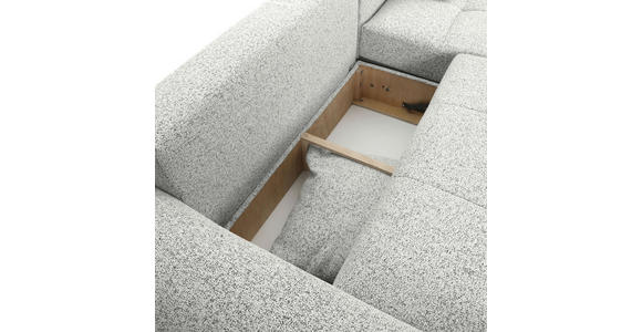 Ecksofa mit Funktion Creme Flachgewebe Zierkissen, Rückenkissen, Bettkasten, Schlaffunktion, Rücken echt, Liegefläche im Originalstoff  - Creme/Schwarz, KONVENTIONELL, Kunststoff/Textil (277/190cm) - Carryhome