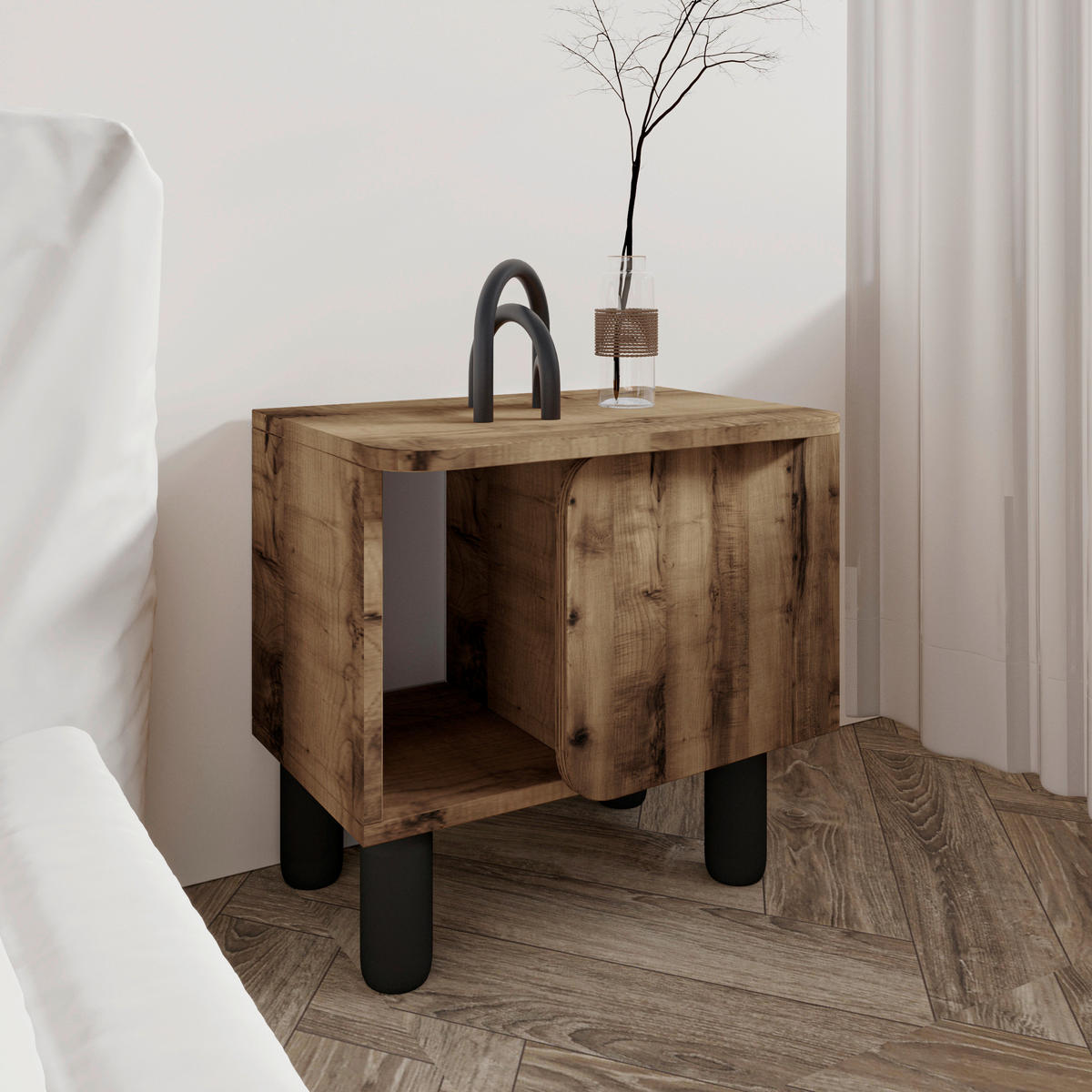 NACHTTISCH  - Nussbaumfarben, Design, Holzwerkstoff (50/30/49cm) - Livetastic