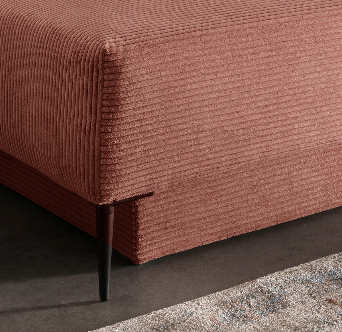 SCHLAFSOFA in Cord Rot, Koralle  - Koralle/Rot, Modern, Textil/Metall (198/90/100cm) - Livetastic