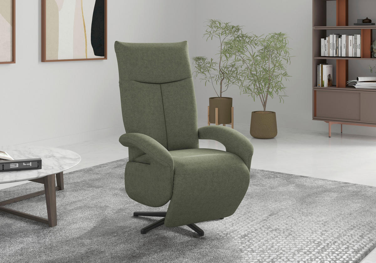 RELAXSESSEL in Textil Olivgrün  - Schwarz/Olivgrün, MODERN, Textil/Metall (74/112/82cm) - Sit & More