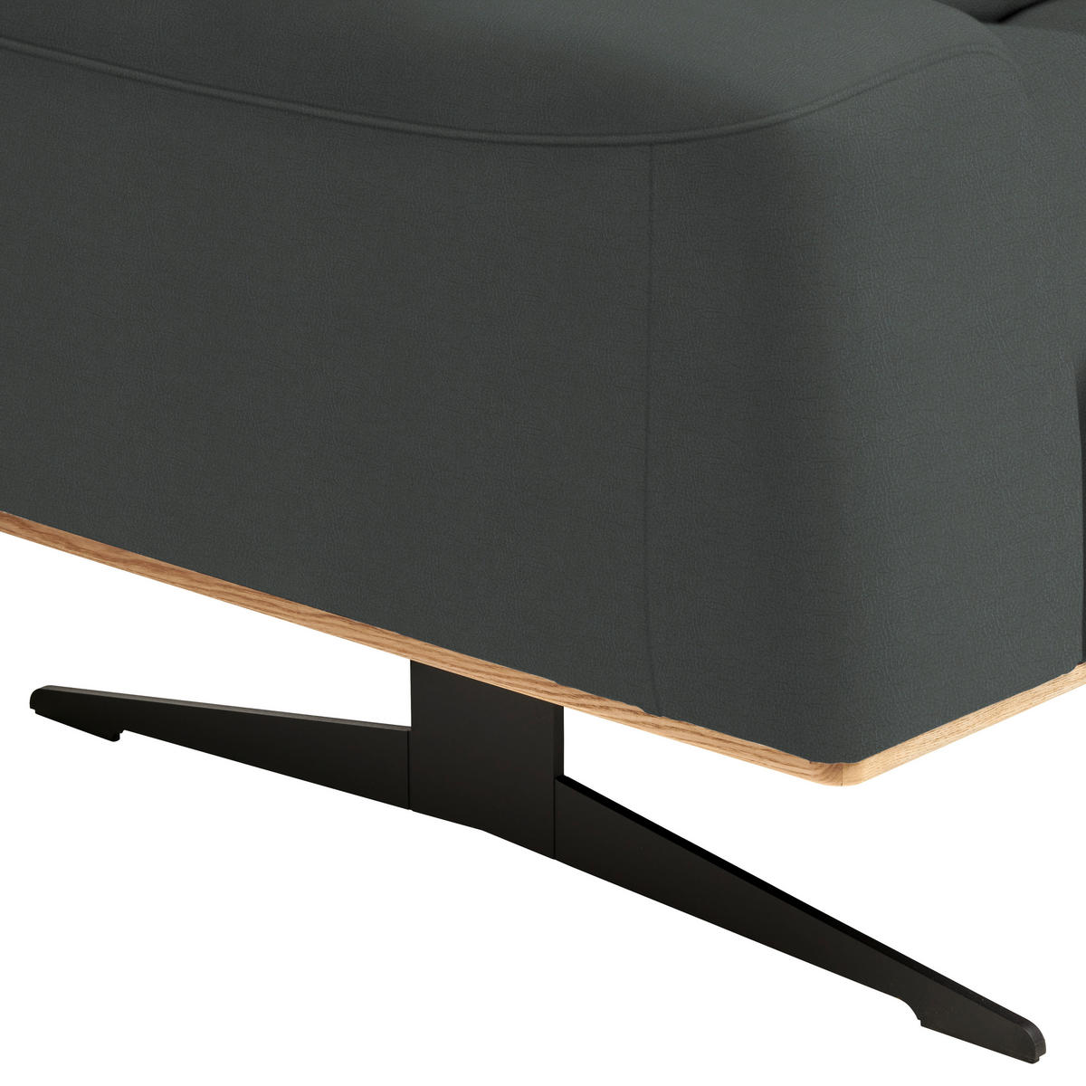 2-SITZER-SOFA in Echtleder Grau  - Schwarz/Grau, Design, Leder/Holz (174/76-97/102cm) - Novel