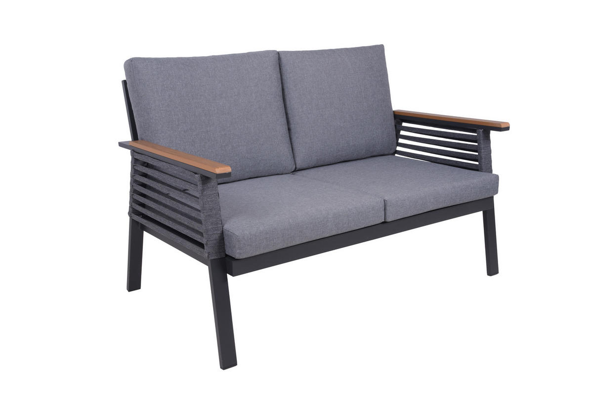 GARTENSET Aluminium  - Anthrazit/Braun, Basics, Kunststoff/Textil - Gardenson