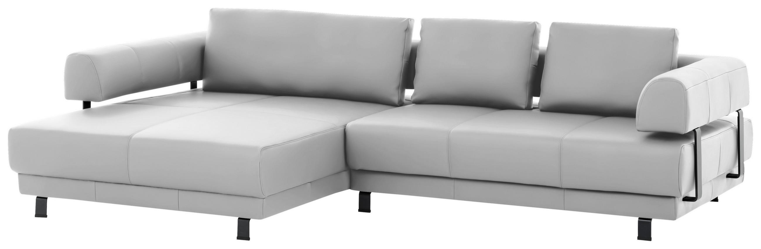 ECKSOFA Weiß Echtleder  - Schwarz/Weiß, Design, Leder/Metall (188/307cm)