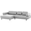 ECKSOFA in Echtleder Weiss  - Weiss/Schwarz, Design, Leder/Metall (188/307cm)