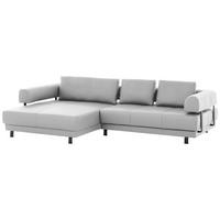 ECKSOFA in Echtleder Weiss  - Weiss/Schwarz, Design, Leder/Metall (188/307cm)