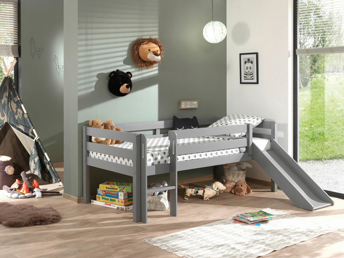 SPIELBETT Rollrost, Absturzsicherung 90/200 cm  in Grau  - Grau, MODERN, Holz/Holzwerkstoff (90/200cm) - MID.YOU