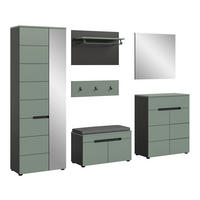 ŠATNA, 255/190/37 cm - šedá/šedozelená, Design, kompozitní dřevo (255/190/37cm) - Livetastic
