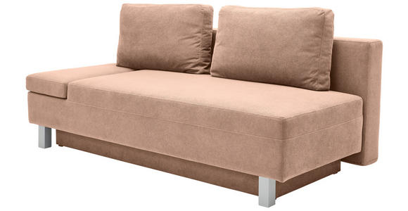 SCHLAFSOFA Flachgewebe Altrosa - Chromfarben/Altrosa, Design, Holz/Textil (205/77-93/99cm) - Novel