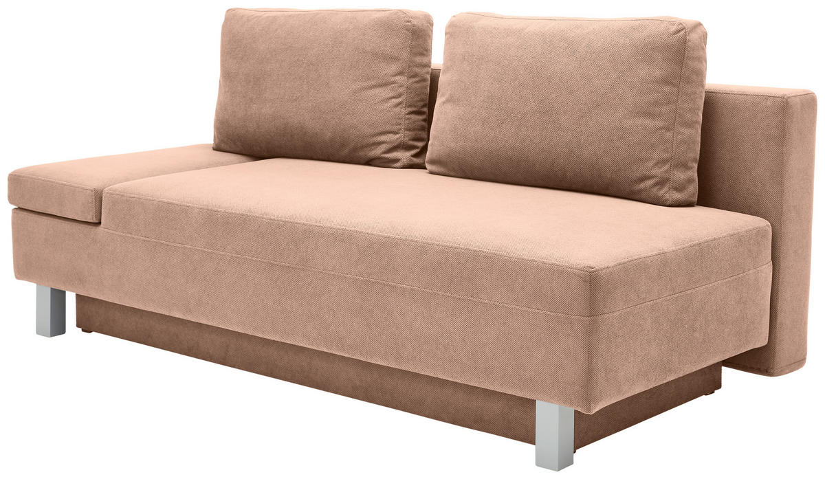 SCHLAFSOFA in Flachgewebe Altrosa  - Chromfarben/Altrosa, Design, Holz/Textil (205/77-93/99cm) - Novel