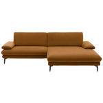 ECKSOFA  in Velours Cognac  284/184 cm  - Cognac/Schwarz, Design, Textil/Metall (284/184cm) - Dieter Knoll