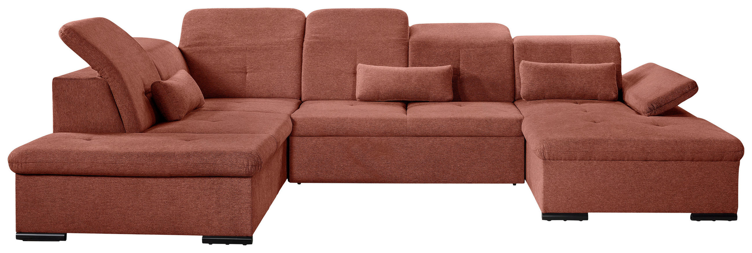 WOHNLANDSCHAFT Rostfarben Chenille  - Rostfarben/Grau, KONVENTIONELL, Kunststoff/Textil (188/340/240cm) - Carryhome