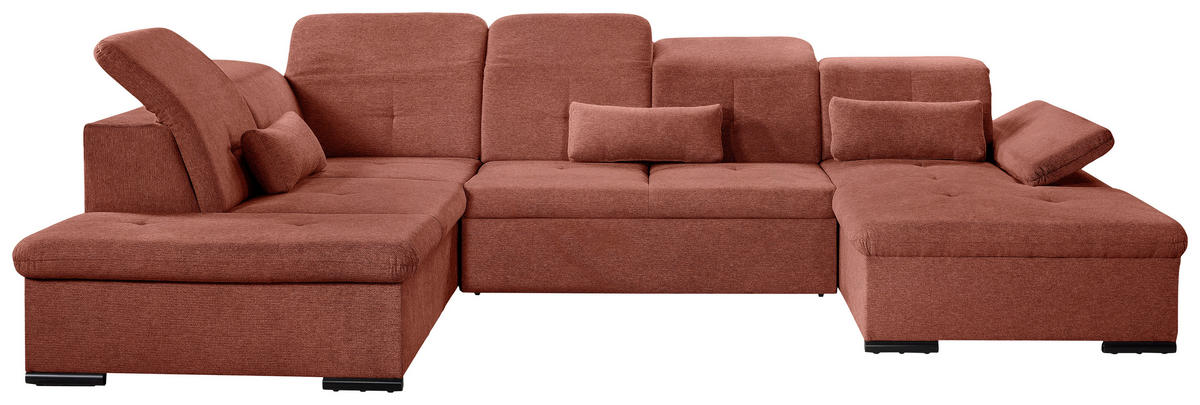 WOHNLANDSCHAFT Rostfarben Chenille  - Rostfarben/Grau, KONVENTIONELL, Kunststoff/Textil (188/340/240cm) - Carryhome