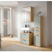 BADEZIMMER 3-teilig  in 110 cm  - Salbeigrün/Schwarz, Trend, Glas/Holzwerkstoff (110cm) - MID.YOU