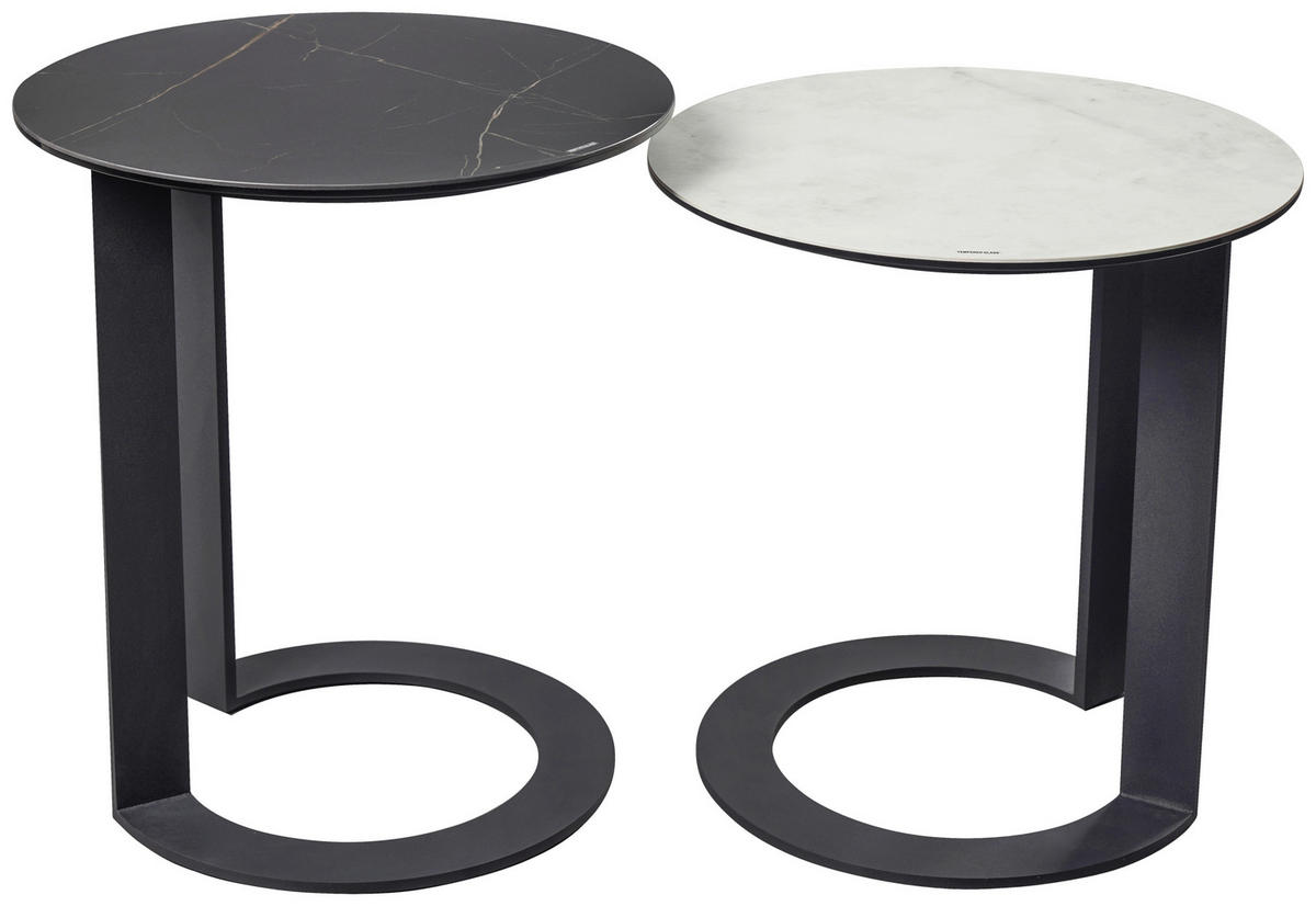 BEISTELLTISCH 48/48/55 cm Schwarz rund  - Schwarz, Design, Glas/Keramik (48/48/55cm) - Dieter Knoll
