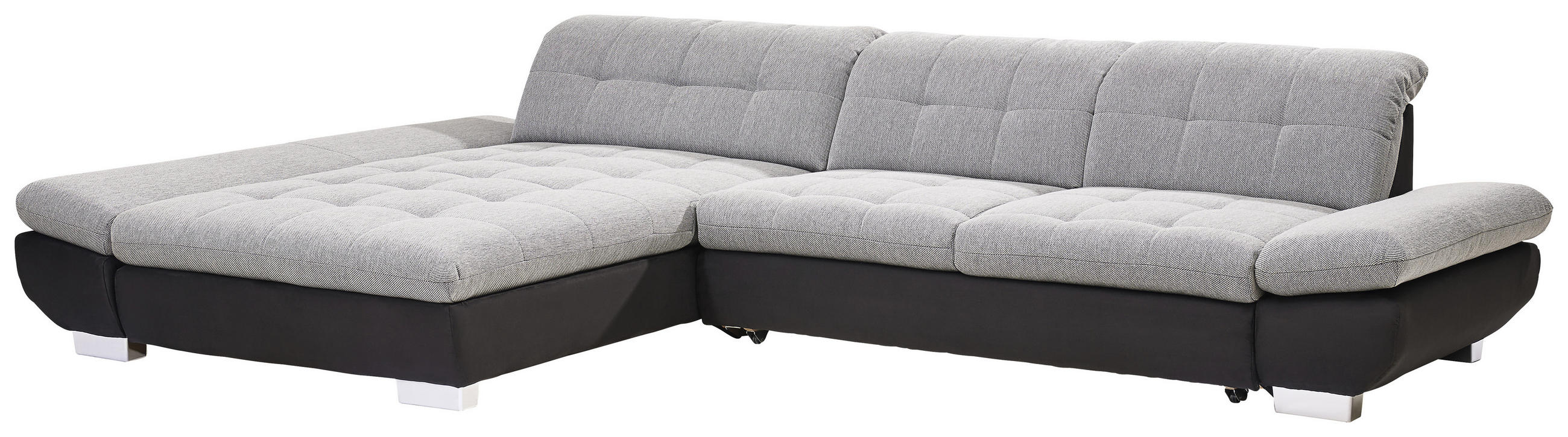 ECKSOFA Grau Flachgewebe - Chromfarben/Grau, Design, Kunststoff/Textil (204/341cm) - Xora