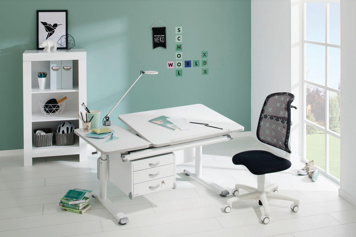 JUGENDSCHREIBTISCH 130/70/53-79 cm  - Weiß, Basics, Holzwerkstoff/Kunststoff (130/70/53-79cm) - Paidi