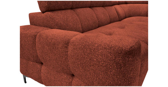 ECKSOFA in Struktur Dunkelorange  - Dunkelorange/Schwarz, MODERN, Textil/Metall (254/212cm) - Carryhome