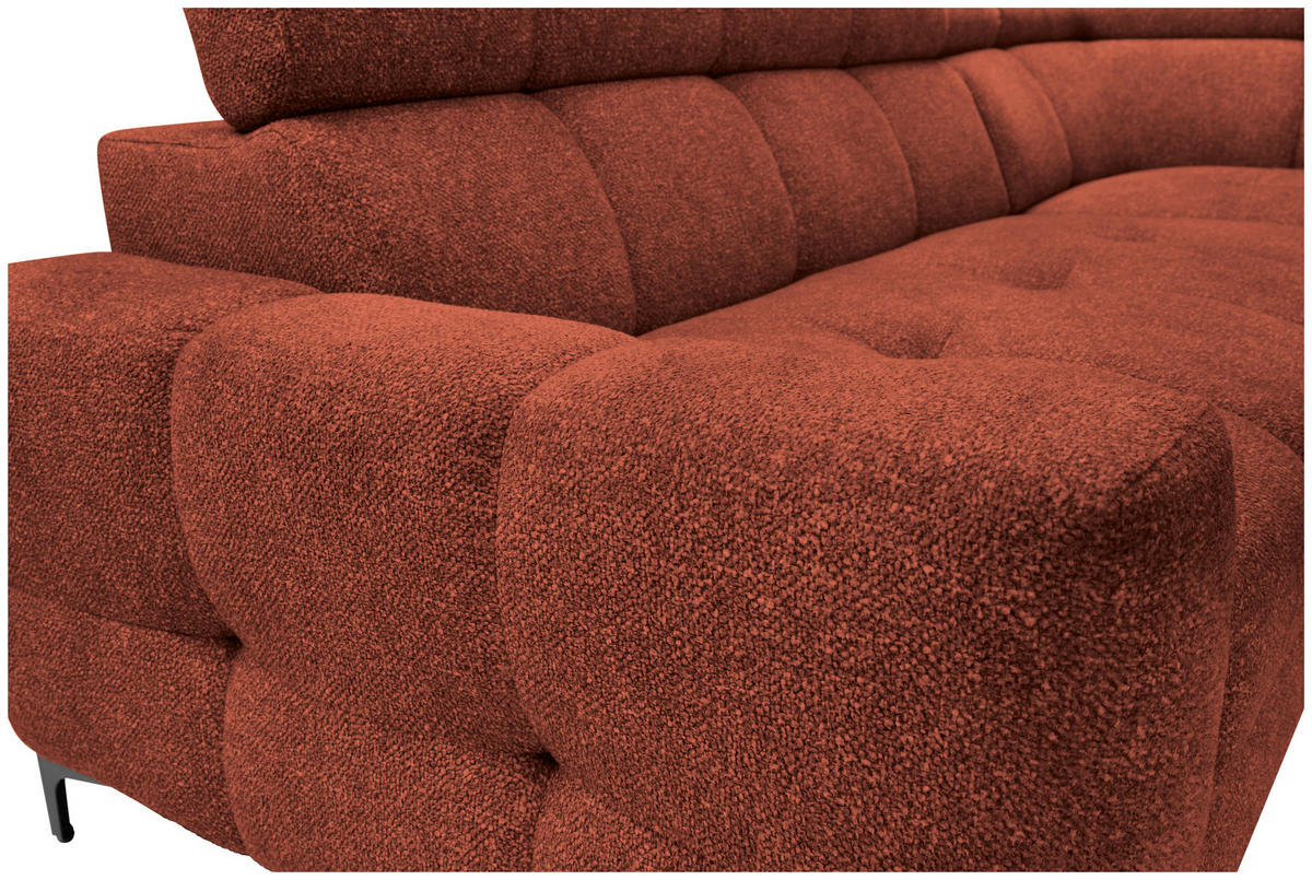 ECKSOFA in Struktur Dunkelorange  - Dunkelorange/Schwarz, Modern, Textil/Metall (254/212cm) - Carryhome