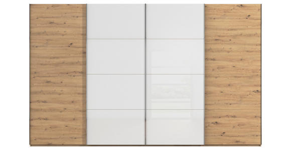 SCHWEBETÜRENSCHRANK 361/223/68 cm 4-türig  - Chromfarben, KONVENTIONELL, Glas/Holzwerkstoff (361/223/68cm) - Novel