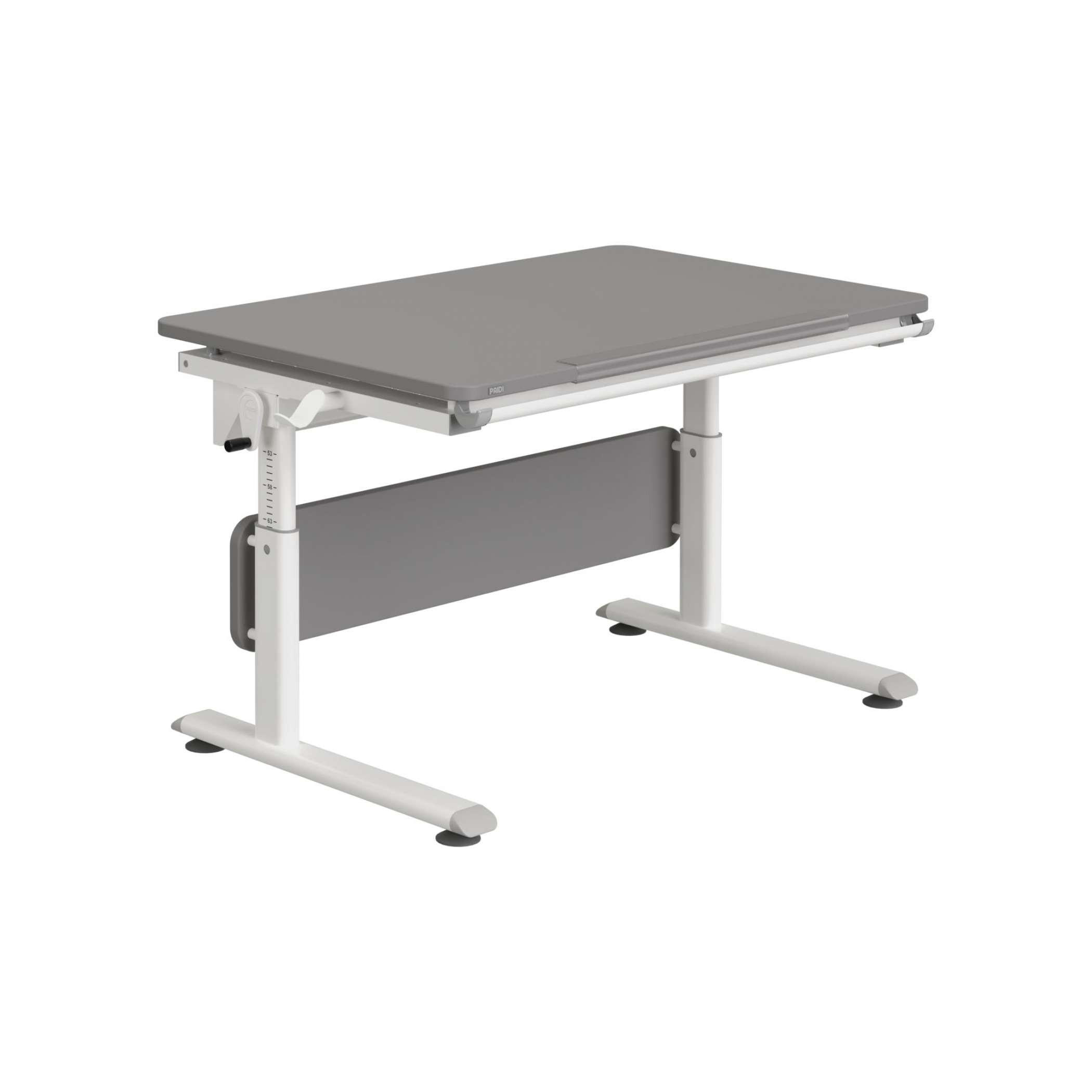 IFJÚSÁGI ÍRÓASZTAL  - fehér/palaszürke, Basics, faalapú anyag/fém (105/70/53-79cm) - Paidi