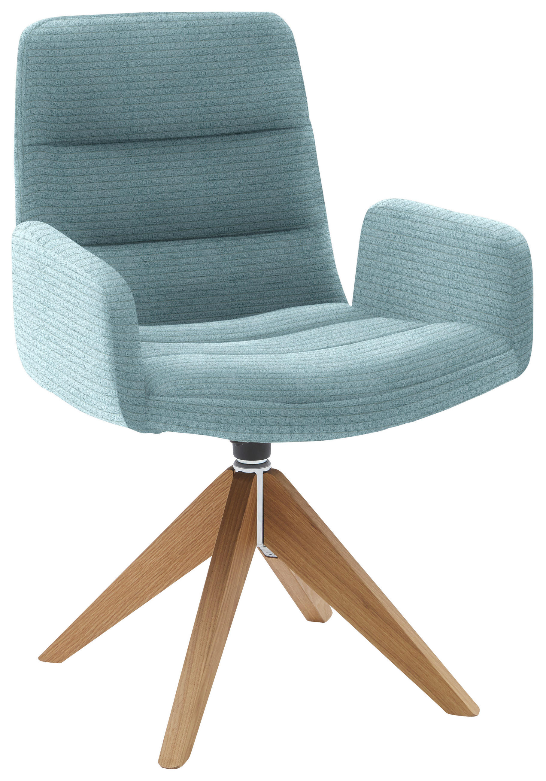 ARMLEHNSTUHL  in Cord  - Naturfarben/Hellblau, Design, Holz/Textil (61/88/66cm) - Dieter Knoll