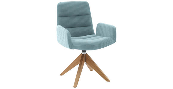 ARMLEHNSTUHL  in Cord  - Naturfarben/Hellblau, Design, Holz/Textil (61/88/66cm) - Dieter Knoll