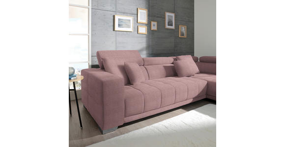 ECKSOFA in Mikrofaser Rosa  - Chromfarben/Rosa, Design, Textil/Metall (301/207cm) - Xora