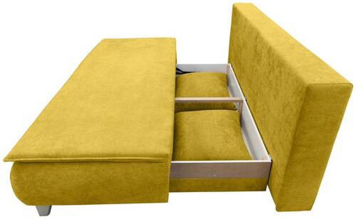 BOXSPRINGSOFA  mit Flachgewebe Gelb  - Gelb/Silberfarben, MODERN, Holz/Textil (208/100/106cm) - MID.YOU