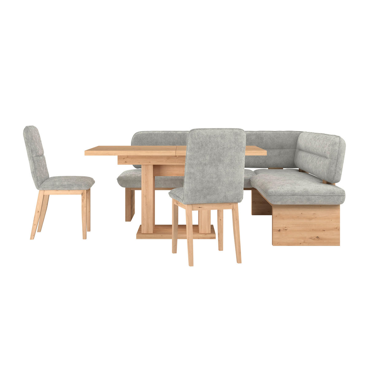 ECKBANK 232/170 cm Webstoff Hellgrau Eiche Sperrholz   - Eichefarben/Hellgrau, KONVENTIONELL, Holz/Textil (232/170cm) - James Wood
