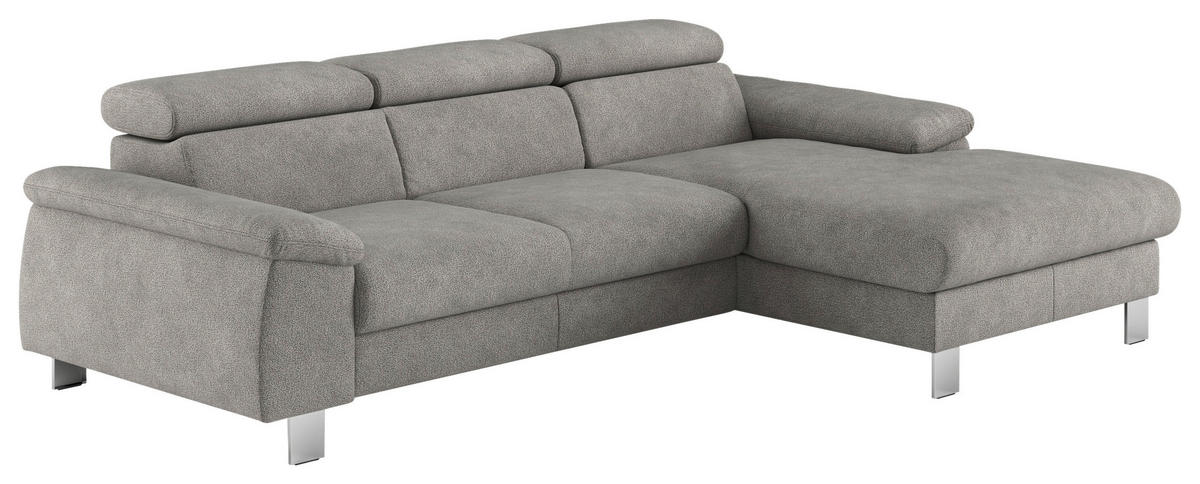 ECKSOFA in Flachgewebe Grau  - Chromfarben/Grau, Design, Textil/Metall (244/166cm) - Livetastic