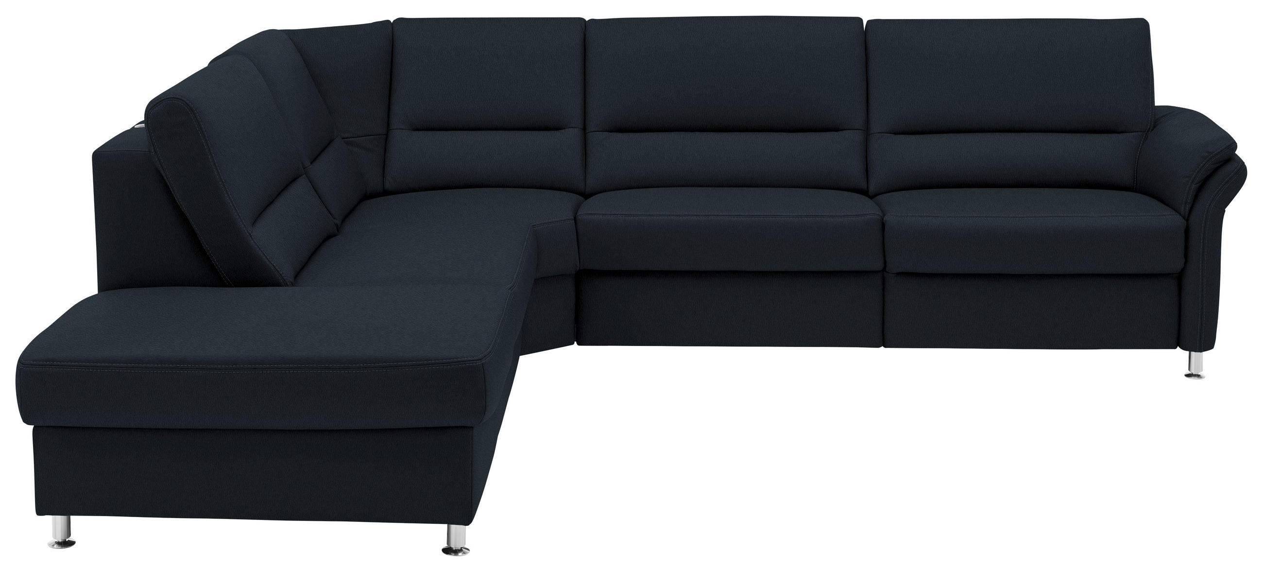 ECKSOFA in Echtleder Dunkelblau  - Beige/Alufarben, Design, Leder/Metall (249/288cm) - Beldomo Premium