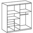 SCHWEBETÜRENSCHRANK  in Weiß, Eichefarben  - Eichefarben/Schwarz, KONVENTIONELL, Glas/Holzwerkstoff (180/198/65cm) - Carryhome