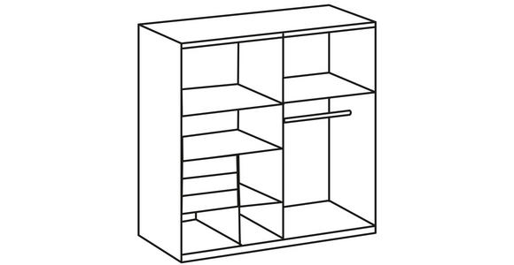 SCHWEBETÜRENSCHRANK  in Weiß, Eichefarben  - Eichefarben/Schwarz, KONVENTIONELL, Glas/Holzwerkstoff (180/198/65cm) - Carryhome