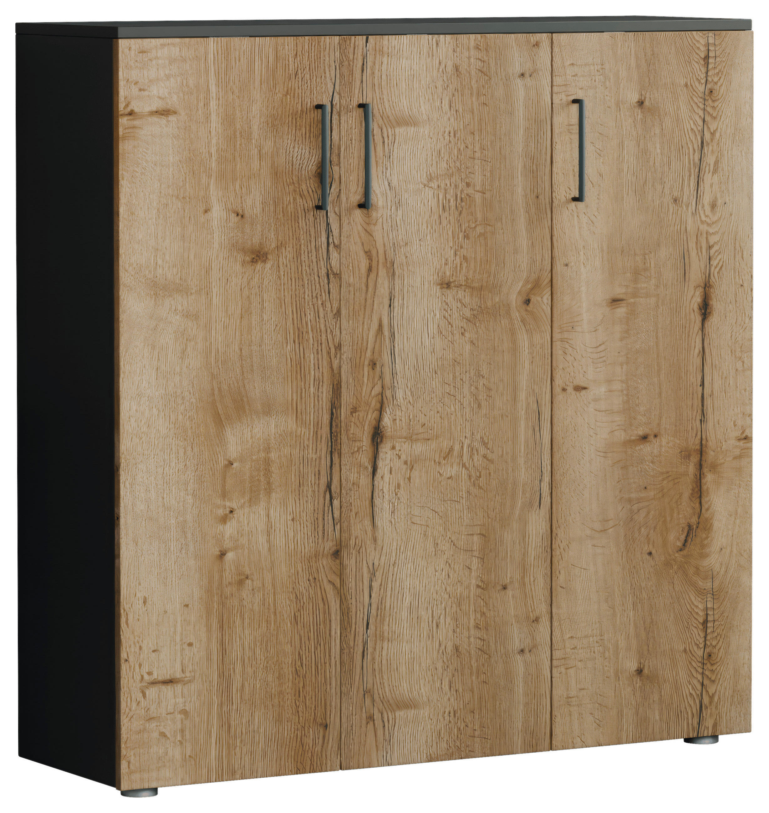 SCHUHSCHRANK Anthrazit, Wildeiche - Wildeiche/Anthrazit, Basics, Holzwerkstoff/Kunststoff (120/120/38cm) - Moderano