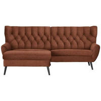 ECKSOFA in Flachgewebe Rostfarben  165/237 cm  - Rostfarben/Schwarz, Design, Holz/Textil (165/237cm) - Stylife