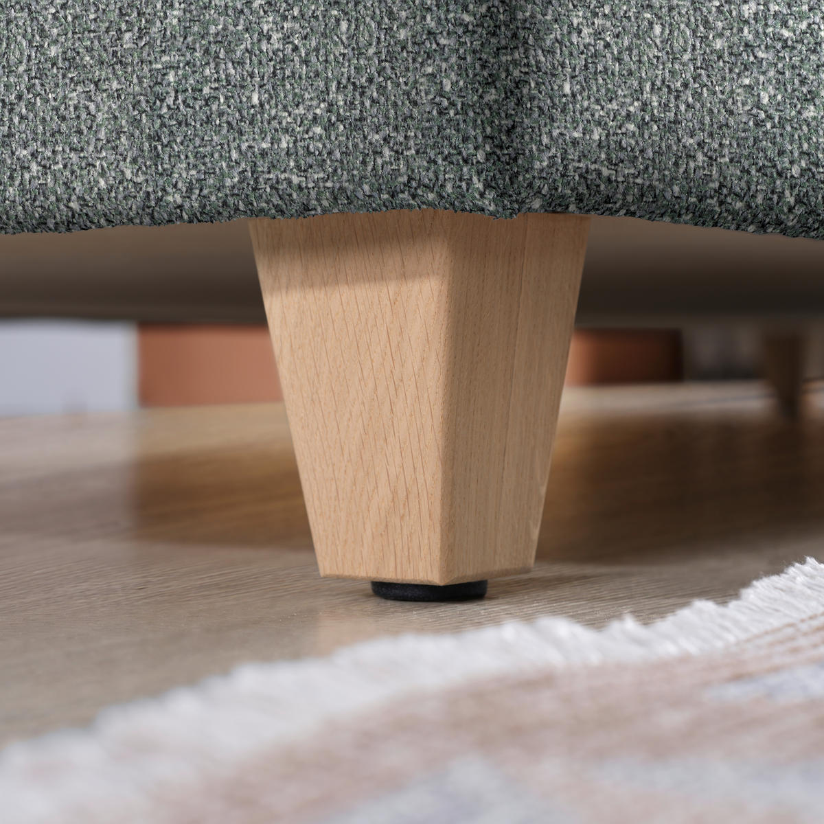 ECKSOFA  in Mikrovelours Graugrün  203/261 cm  - Eichefarben/Graugrün, KONVENTIONELL, Holz/Textil (203/261cm) - Sedda