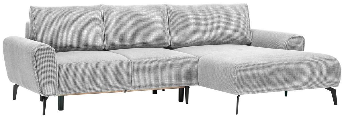 ECKSOFA in Webstoff Ecru  - Ecru/Schwarz, Design, Textil/Metall (272/170cm) - Welnova